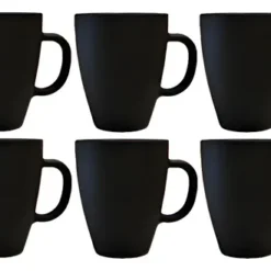 Taza Mug Vidrio Negro Mate Durax Armonia X6