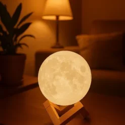 Alternative view of Lampara Luna 13cm 16 Colores Rgb + Blanco Luz Calida Y Fria Blanco Marrón Claro