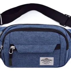 Riñonera Unisex Bandolera Porta Celular Tarjeta X4 Cierres Color Azul