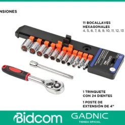 Alternative view of Conjunto De Bocallaves Botón De Liberación Acero Al Cromo