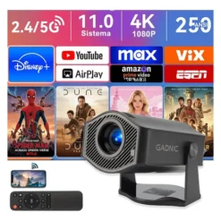 Proyector Gadnic HM-400 PRO 9500 Lúmenes Add 11 Conexion Inalambrica Bt 150 ANSI Corrección Trapezoidal Sonido 5W