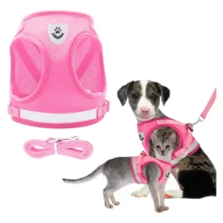 Pretal Arnes Para Perros Pequeños Paseo Viaje Correa 1.13mts Rosa S