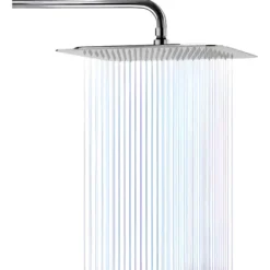 Flor Ducha Cuadrada Acero Inoxidable + Brazo Caño Cromado Color Gris