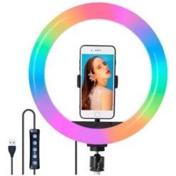 Aro De Luz Gadnic Para Selfies Led Soporte Celular Control De Luz Negro Estructura