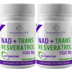 NAD+ con Trans-Resveratrol x 240 Tabletas | Suplemento antioxidante funcional para longevidad, energía celular y salud mitocondrial | Fórmula neutra | Pharma.co. Apto para consumo diario prolongado