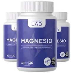 Magnesio 5 en 1 The Protein lab - 400mg Cápsulas Vegetales 3 Frascos Sin Sabor - Estrés, Sueño y Relajación