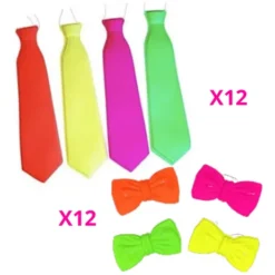 Alternative view of Combo Corbatas Y Moños Fluo Plastico Cotillon Carioca X24