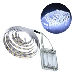 Tira Led Autoadhesiva Flexible 2 Metros Blanco Frio A Pilas