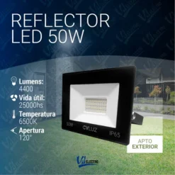Alternative view of Reflector Led Exterior 50w Proyector Multiled Alta Potencia Ip65 Apto Intemperie Carcasa Negro Luz Blanco Frío