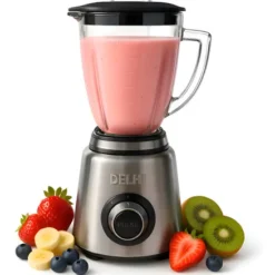 Licuadora De Vaso 1000w 1.5l Acero Inox Jarra Vidrio Delhi Color Plateado