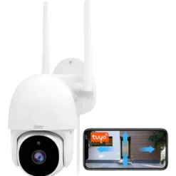 Camara De Seguridad App Tuya Wifi Exterior Domo Audio Infrar Color Blanco