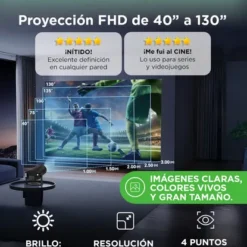 Alternative view of Proyector Gadnic HM-400 PRO 9500 Lúmenes Add 11 Conexion Inalambrica Bt 150 ANSI Corrección Trapezoidal Sonido 5W