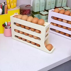 Alternative view of Huevera Deslizante Organizador De Huevos Apilable Cavidades De 3 Niveles Dispensador Para Heladera, Mantener Orden Almacenamiento Y Frescura Levys Bazar