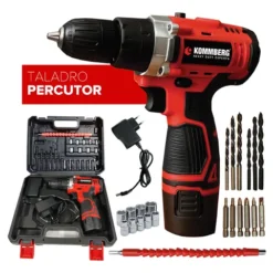 Taladro Percutor A Bateria 12v Kommberg 10mm Maletin Bateria Cargador Kb-tpb10c12-1