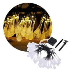 Luces Guirnalda Gota Solar Led Cálida 5mts 20 Led Navidad Cálida