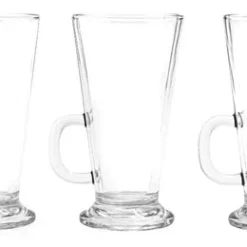 Juego De Jarros De Cafe X3 Vidrio Capuchino Submarino 280 Ml Blanco