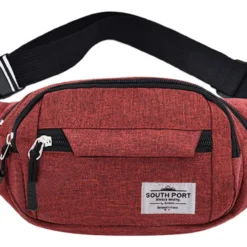 Riñonera Unisex Bandolera Porta Celular Tarjeta X4 Cierres Color Rojo