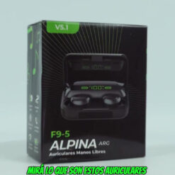 Alternative view of Auriculares F9-5 In-ear Inalámbricos Alpina Powerbank Color Negro Luz Verde