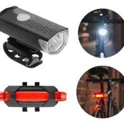 Kit Luces Usb Led Seguridad Bici Dakota 2218 Delantera Y Trasera + Color Negro