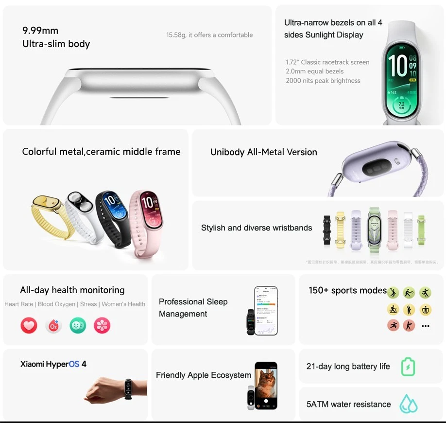 2026 Nueva Xiaomi Smart Band 11 Versión CN Pantalla AMOLED de 1.72