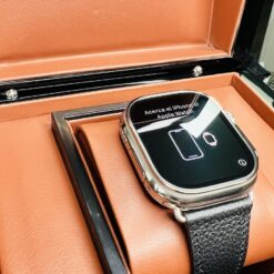 49MM Apple Watch ULTRA 2 Titanio Pulido CORREA de Cuero Negro PERSONALIZADA LTE GPS