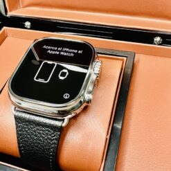 49MM Apple Watch ULTRA 2 Titanio Pulido CORREA de Cuero Negro PERSONALIZADA LTE GPS