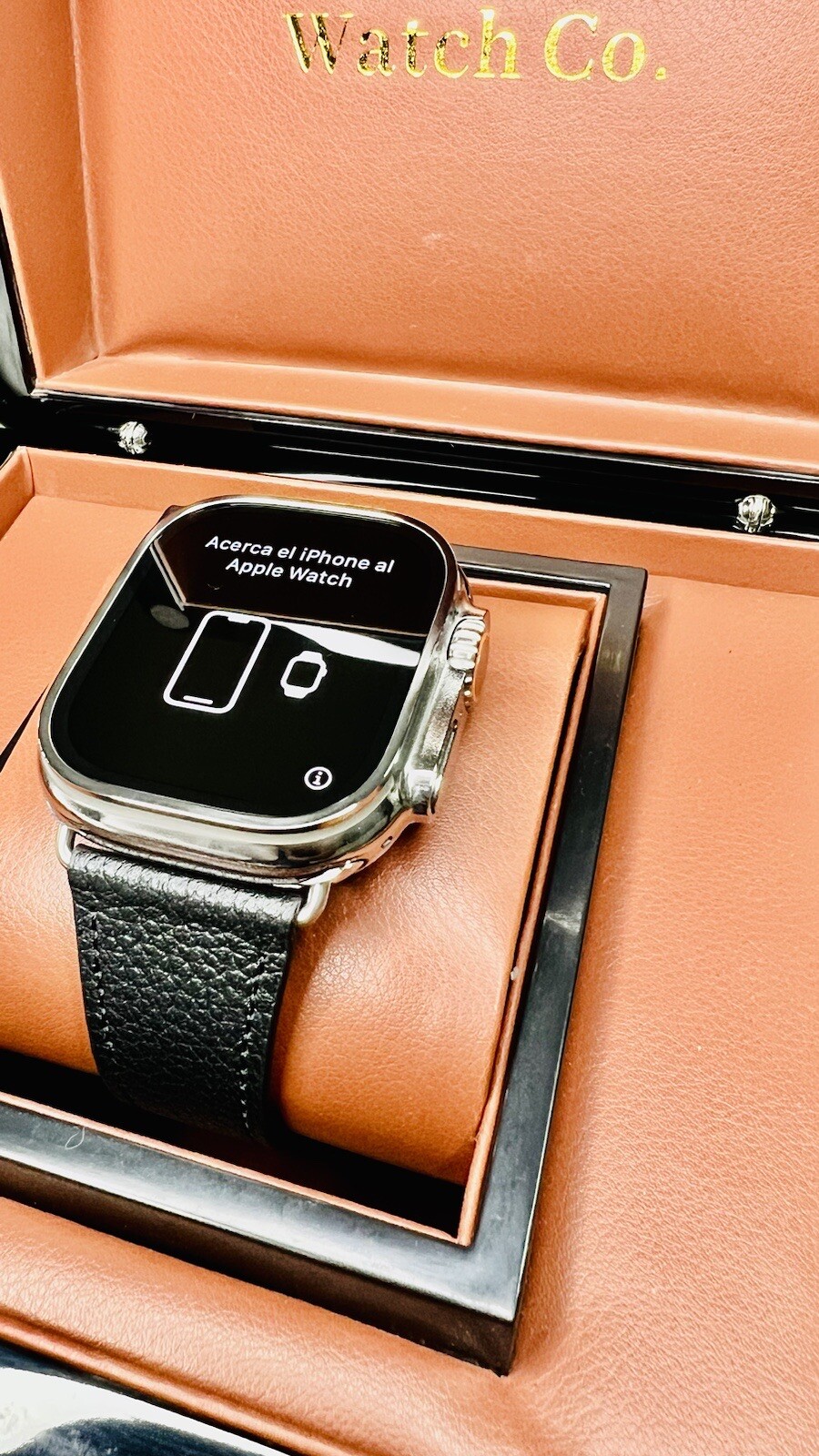 49MM Apple Watch ULTRA 2 Titanio Pulido CORREA de Cuero Negro PERSONALIZADA LTE GPS