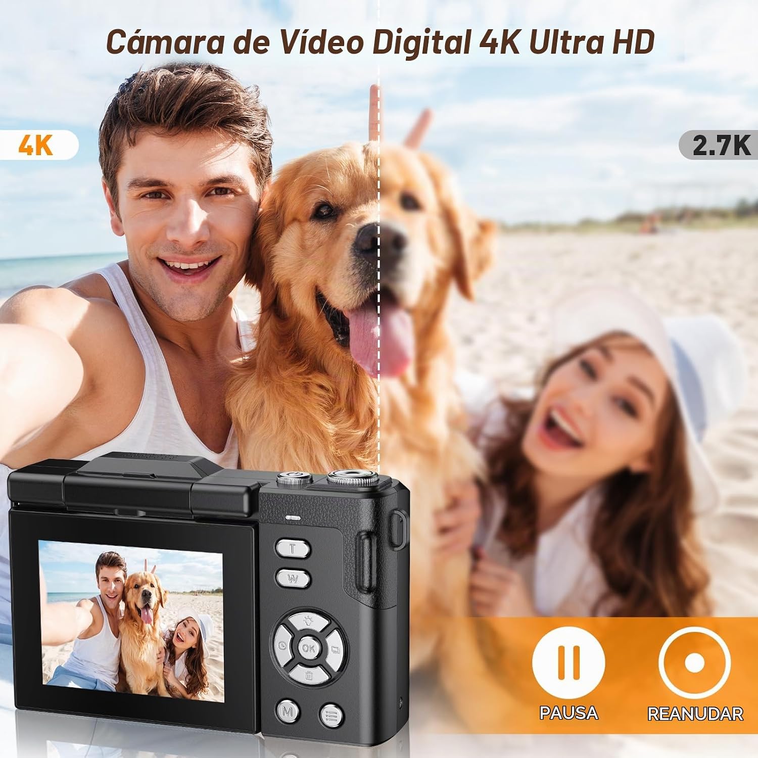 Cámara de Fotos 48MP 4K Cámara Digital Compacta con Zoom 16X 2,8" LCD Compacta Portátil Cámara con Tarjeta 32GB para Niños Principiantes Adultos (Negro)