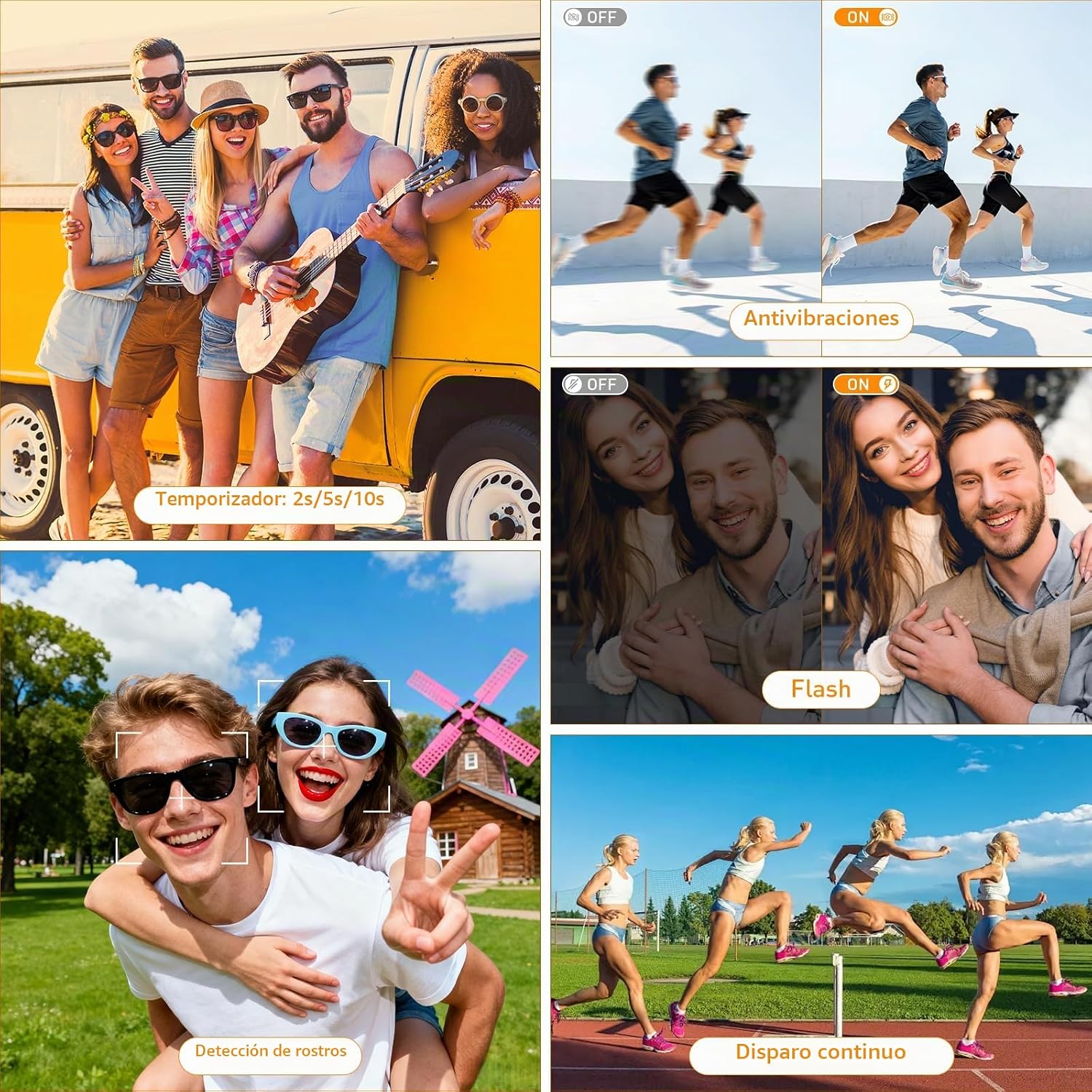 Cámara de Fotos 48MP 4K Cámara Digital Compacta con Zoom 16X 2,8" LCD Compacta Portátil Cámara con Tarjeta 32GB para Niños Principiantes Adultos (Negro)