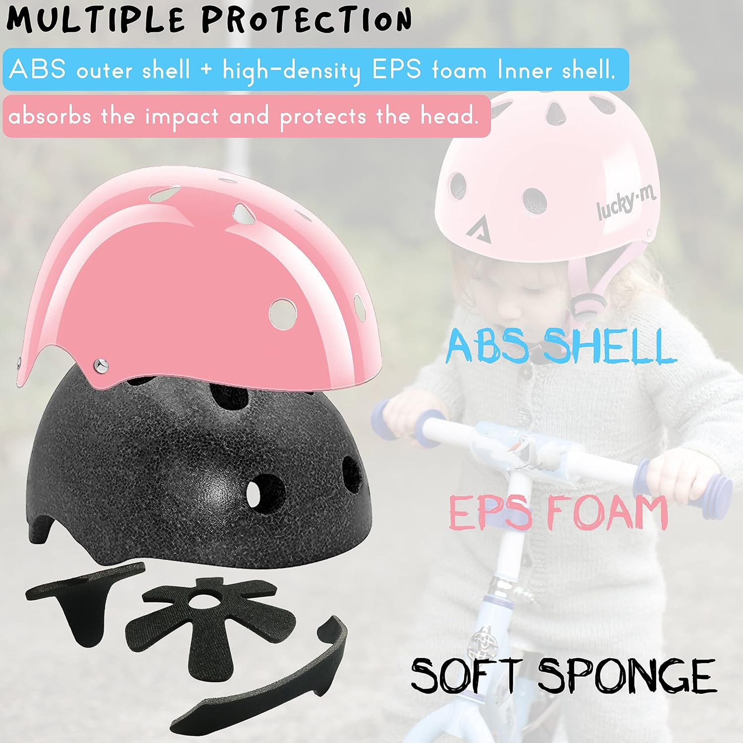 Casco Infantil Ajustable con Rodilleras, Coderas y Muñequeras, Juego de Equipo de Protección 7 en 1 para Niños y Niñas, para Monopatín, Bicicleta, Patinete, Hoverboard