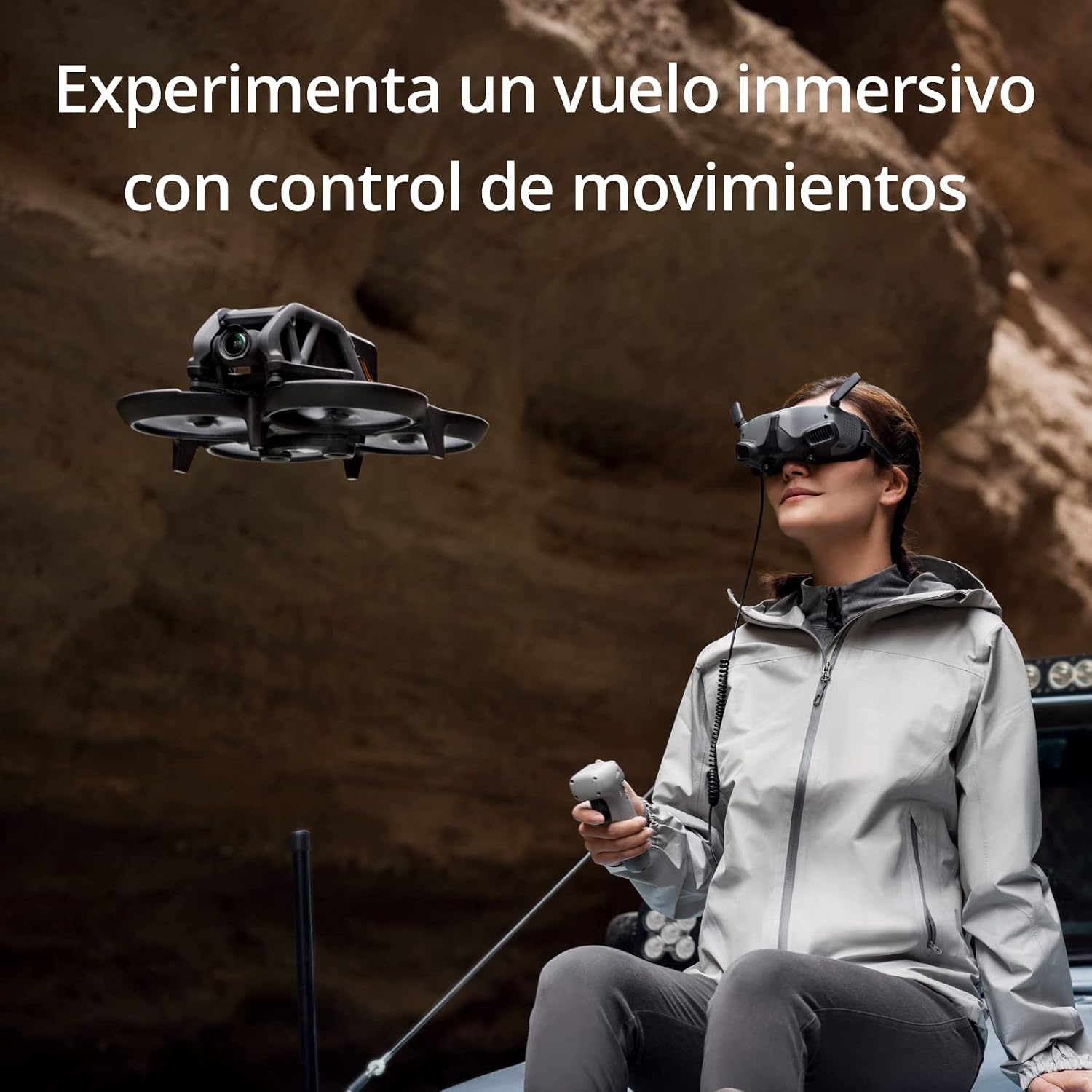 DJI Avata Pro-View (DJI Goggles 2) - Dron cuadricóptero con vista en primera persona y vídeo 4K estabilizado, FOV de 155°, protectores de hélices integrados, transmisión HD con