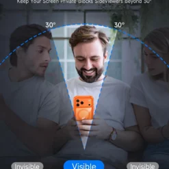 Funda para iPhone 17 Pro Max con protector de pantalla privado naranja
