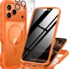 Funda para iPhone 17 Pro Max con protector de pantalla privado naranja
