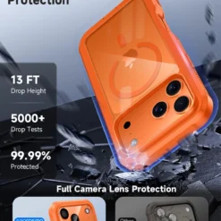 Funda para iPhone 17 Pro Max con protector de pantalla privado naranja