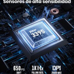 GravaStar Mercury M2 Ratón Gaming Inalámbrico, 26.000 dpi, Negro