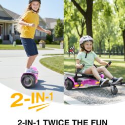 Gyroor G13+K1 Scooter Autobalanceado de 6.5'' para Niños con Altavoz Bluetooth - Rosa