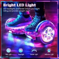 Hoverboard con luces LED, ruedas luminosas LED, Hoverboard autoequilibrante con tecnología de equilibrio activo, no incluye el hoverkart