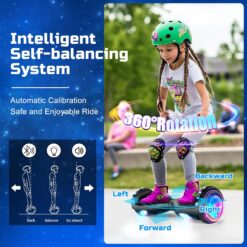 Hoverboard de 6,5 pulgadas con altavoz Bluetooth, scooter autoequilibrado, motor con luces de colores y luces LED" se traduce al español como: "Hoverboard de 6,5 pulgadas con...