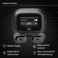 JBL JBLLIVEBUDS3BLKAM-Z Live Buds 3 Auriculares Verdaderos, Negros - Reacondicionados Certificados