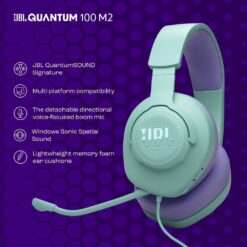 JBL Quantum 100M2 Auriculares circumaurales para Gaming, JBL QuantumSOUND Signature, Cable de Audio de 3.5 mm, compatibles con múltiples Plataformas, micrófono Desmontable, función