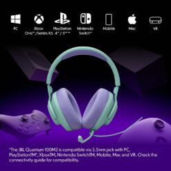 JBL Quantum 100M2 Auriculares circumaurales para Gaming, JBL QuantumSOUND Signature, Cable de Audio de 3.5 mm, compatibles con múltiples Plataformas, micrófono Desmontable, función