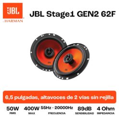 JBL Stage1 62F Gen2 6,5 in / 16,5 cm Altavoces Coaxiales para Coche