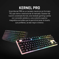 KROM Kernel Pro - Teclado Gaming mecánico RGB 18 Efectos, Bluetooth 5.3, 2,4 GHz y USB, Formato TKL, Interruptores Intercambiables, Cubierta extraíble, Layout Español, Color...