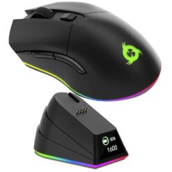 Mouse Gaming Inalámbrico KLIM Blaze Pro RGB con Base de Carga LCD