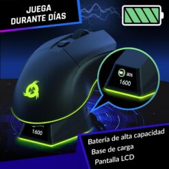 Mouse Gaming Inalámbrico KLIM Blaze Pro RGB con Base de Carga LCD