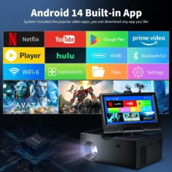 Pequeño Smart TV, Mini TV con Pantalla Táctil de 7 pulgadas, Aplicaciones Integradas, Soporte para SD, WiFi, B