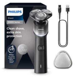 Philips Serie X5000 Afeitadora Eléctrica para Hombre, Máquina de Afeitar Barba, 27 Cuchillas, Cuida la Piel, Cabezal Flexible 360º, 50 Min de Uso, En Seco y Húmedo, Recargable,