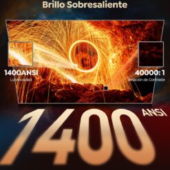 Proyector 4K【1400 ANSI/Netflix Incluido/Dolby】 Proyector Inteligente 4K Portátil Enfoque Automático/Keystone WiFi Bluetooth FHD 1080P, HDR10, Proyectores WiFi6 Exteriores Zoom...