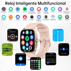 Reloj Inteligente Mujer Hombre con Llamadas Bluetooth y Voz AI, Smartwatch de 1.85'' con Notificación de Whatsapp, Pulsómetro/SpO2/Sueño/Podómetro, 110+ Modos Deportivos,...