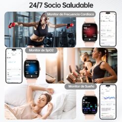 Reloj Inteligente Mujer Hombre con Llamadas Bluetooth y Voz AI, Smartwatch de 1.85'' con Notificación de Whatsapp, Pulsómetro/SpO2/Sueño/Podómetro, 110+ Modos Deportivos,...